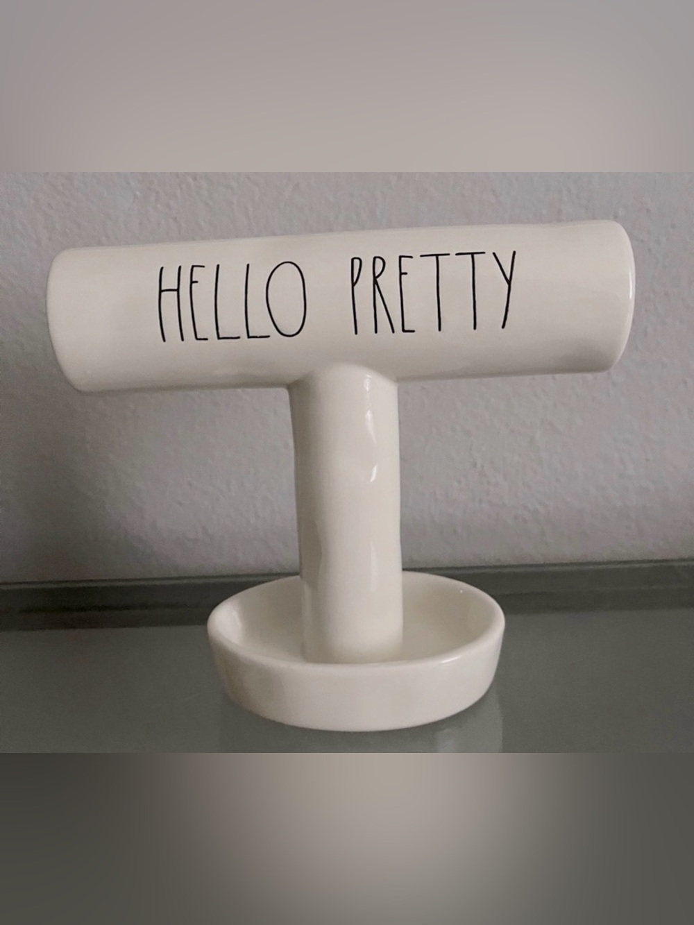 Rae Dunn HELLO PRETTY Ceramic Jewelry Box Display Holder
